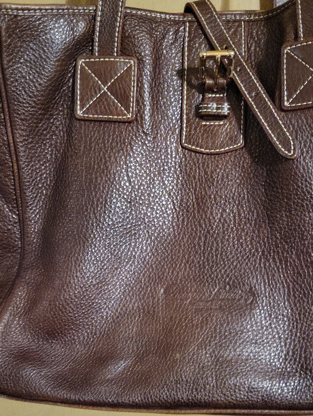 Vintage Dooney & Bourke Brown Pebble Leather Tote Ex-large - Picture 13 of 16